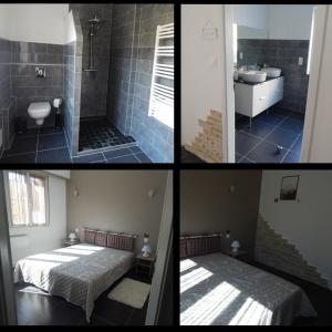 quatro fotografias diferentes de um quarto e uma casa de banho em Gite à Villé em Villé