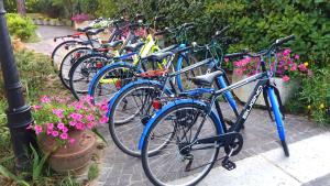 a row of bikes parked next to each other at Villa Bruna in Cesenatico