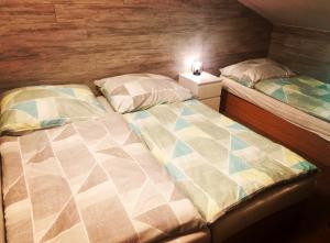 Llit o llits en una habitació de Cihlářka - horský apartmán