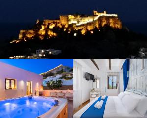 a villa with a pool and a view of the acropolis at Lindos Diamond Exclusive Villa in Líndos