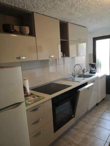 kuchnia ze zlewem i kuchenką górny piekarnik w obiekcie apartman SONJA w mieście Risika +6 zdjęć