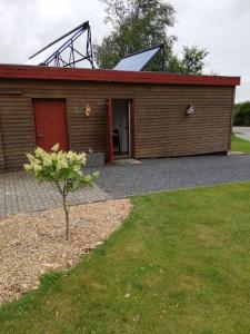 un bâtiment avec un petit arbre devant lui dans l'établissement Annexet, à Hjørring