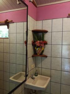 a bathroom with a sink and a mirror at Fidelito Ranch & Lodge in Tambor