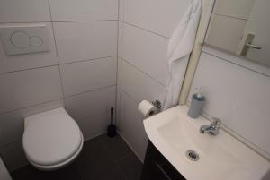 y baño con aseo blanco y lavamanos. en Apartment Stuttgart Ost, en Stuttgart