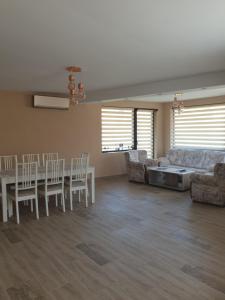a living room with a table and chairs and a couch at Casa Sky in Orşova