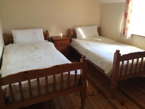 two beds sitting next to each other in a bedroom at The Skellig Lodge & Hostel in Ballinskelligs