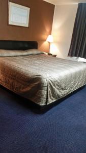 een groot bed in een hotelkamer met een lamp bij Starlite Motor Inn in Absecon