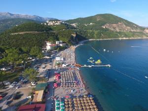 an aerial view of a beach with a crowd of people at Trsteno Beach Apartments in Budva