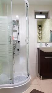 un bagno con doccia e lavandino di O Ninho a Vila Nova de Gaia Altre 24 foto