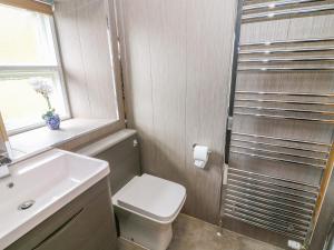 ein Badezimmer mit Toilette, Waschbecken und Dusche in der Unterkunft Tilberthwaite Farm Cottage in Coniston + 17 Fotos