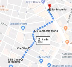 un mapa de la ruta del autobús en el puerto deportivo de Vic Alberto en B&B Casa di Mamma, en Corato