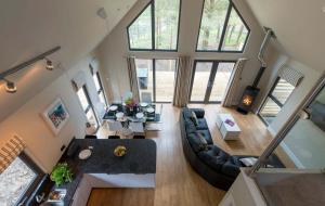 an overhead view of a living room with a couch at Bracken Howe Lodge in Whitby