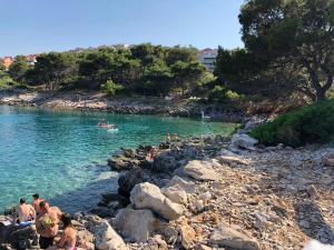 マリ・ロシニにあるApartments Ivankaの水中の岩に座る人々