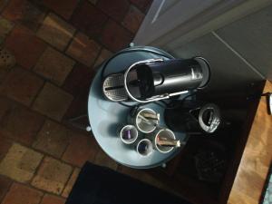 an overhead view of a table with cups on it at La Vallée in Saint-Martin-Saint-Firmin