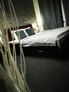 - une chambre avec un lit et une plante dans un vase dans l'établissement DanHostel, à Varsovie