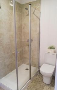 een douchecabine in een badkamer met een toilet bij Capitulares 2 in Córdoba +11 foto's