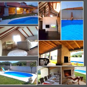 un collage di foto con piscina e casa di Vila Veranda a Donji Seget