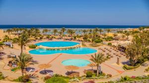 an aerial view of a resort with two pools at Blend Elphistone Resort Marsa Alam in Abu Dabab