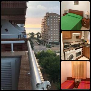 un collage de fotos de un edificio y un apartamento en Apartamento en Oropesa del Mar, en Oropesa del Mar