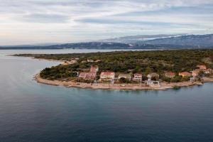 uma vista aérea de uma ilha na água em Apartments Luci and Kety em Lun