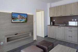 Televízia a/alebo spoločenská miestnosť v ubytovaní Complex Moskoyani