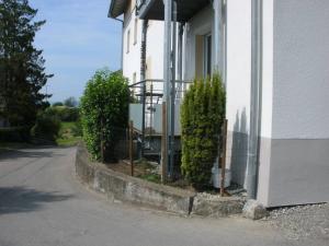 a house with two bushes in front of a window at roggele bei beck in Stetten