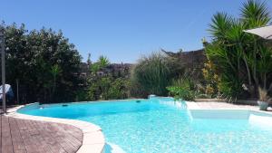 een groot zwembad in een tuin met bomen bij L"avence in Vence