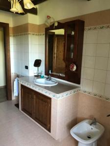 a bathroom with a sink and a toilet at Agriturismo Il Melo in Valfabbrica