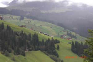 a green valley with houses and trees on a hill at Haus Elisabeth in Tux