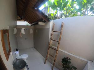 a bathroom with a ladder and a toilet at Rumah Sidemen in Sidemen
