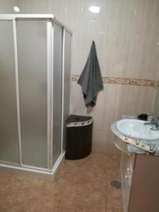 een badkamer met een douche en een wastafel bij Villa Natalia in Málaga