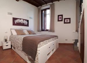Un dormitorio con una cama grande y una ventana en Alloggio turistico La Casa del Vignola en Viterbo