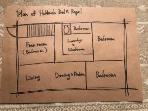 a drawing of a floor plan of a house at Hokkaido Bed & Bagel in Eniwa