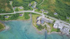 an aerial view of a bridge over the water at Tysfjord Hotel in Storjord I Tysfjord