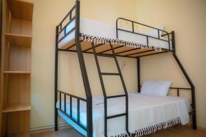 ein Schlafzimmer mit zwei Etagenbetten in einem Zimmer in der Unterkunft Wine Hostel in Tbilisi City