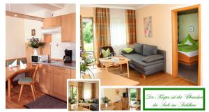 a collage of pictures of a living room and a kitchen at Appartementhaus Putz in Pocking