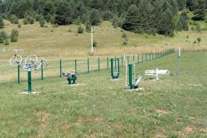 a park with a bunch of sculptures in a field at Big Bear Plitvice Nature Resort in Donji Babin Potok