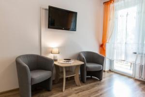 Televízia a/alebo spoločenská miestnosť v ubytovaní Zakopiański Apartament