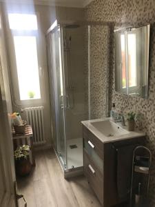 a bathroom with a shower and a sink at Casa LEON in León