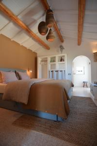 1 dormitorio con 1 cama grande y techo en Bed and Adventure Tramontana - Casetta & Wellness en Castilenti