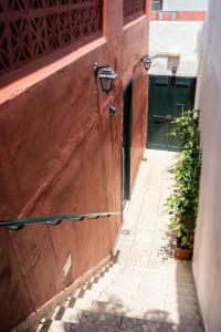 an alley with a building with a door and a plant at Typical Canary House in Santa Úrsula