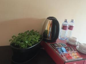 Příslušenství pro přípravu čaje a kávy v ubytování Organic Garden Resort Sigiriya
