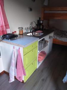 cocina con fregadero y encimera en Bed & Breakfast ARKEN AE, en Zuiderwoude