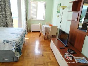 Televízia a/alebo spoločenská miestnosť v ubytovaní Seaside apartment
