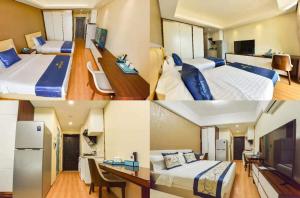 - deux photos d'une chambre d'hôtel avec deux lits dans l'établissement China International Hotel, à Phnom Penh