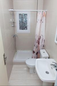 un bagno con wc, lavandino e doccia di Ca la Estrella I l'Estartit a L'Estartit Altre 8 foto