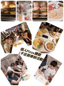 a collage of pictures of a family eating food at King Wow Inn in Tainan