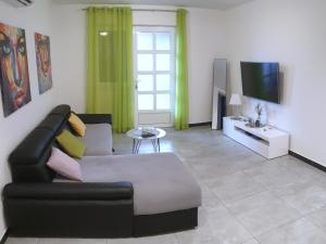 salon z kanapą i telewizorem w obiekcie Villa Freya - vacation house w Slatine