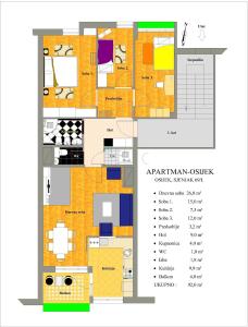Půdorys ubytování Apartman Osijek