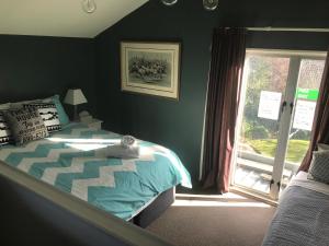 a bedroom with a bed and a window at Sandy Feet Accommodation in Christchurch